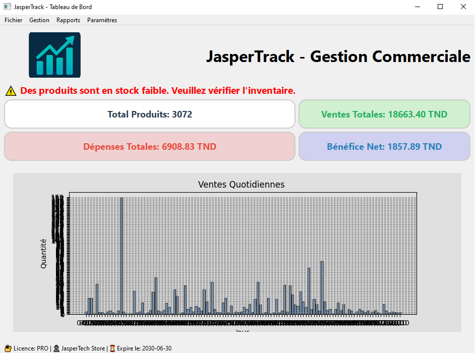 JasperTrack – Logiciel de gestion commerciale et d'inventaire
